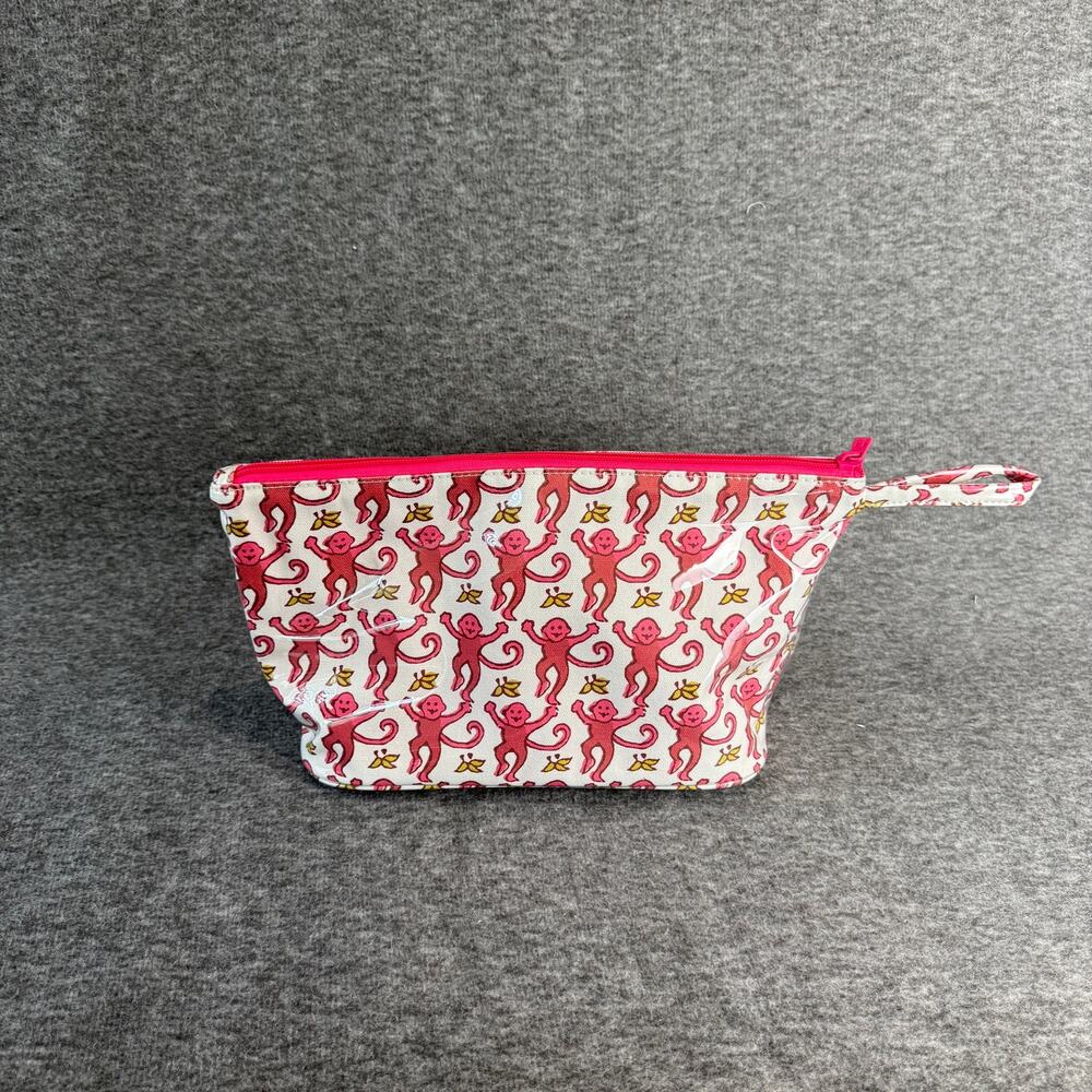 Roller Rabbit Monkey Toiletry Case Pink Travel Bag Zipper Water Resistant